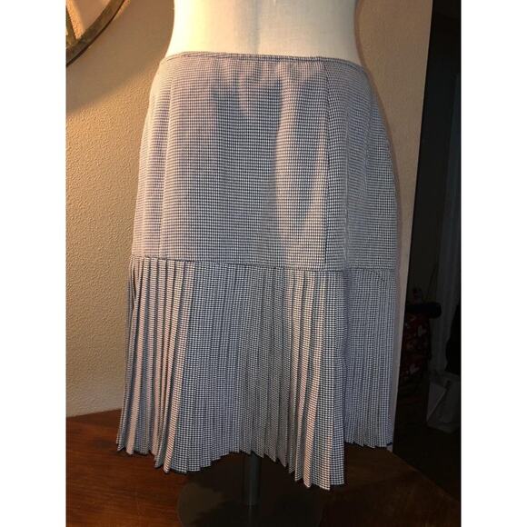 Ali Miles Preppy Academia Houndstooth Black White Drop Waist Pleated Skirt - Picture 4 of 8